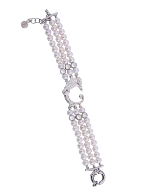 G. B. SPADAFORA BRACCIALE A TRE FILI DI PERLE E DRAGO